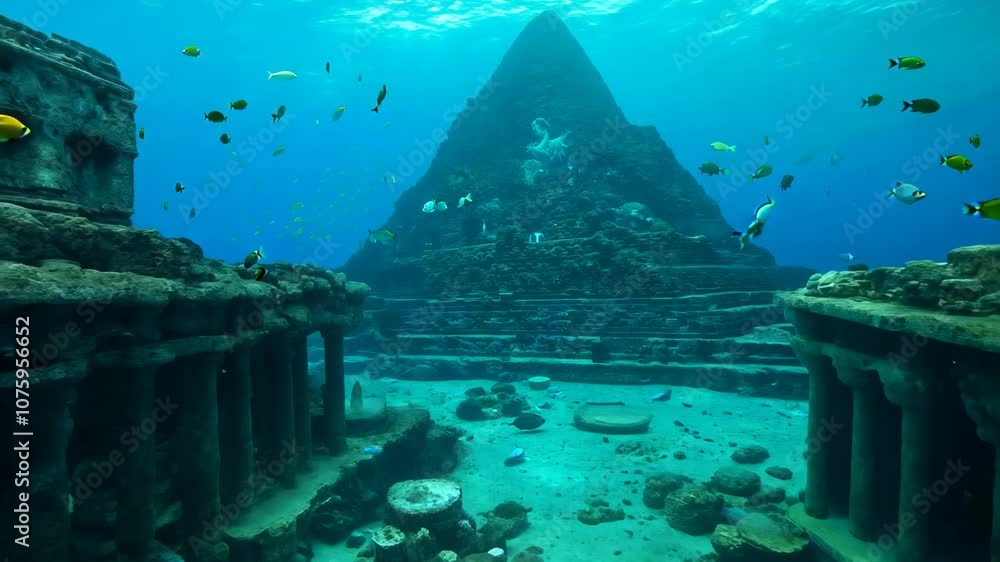 Lost Ancient City at the Bottom of the Ocean. Journey through the ocean's depths, revealing the breathtaking artistry of a lost architectural wonder.