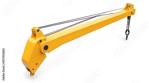 A yellow crane arm designed for lifting and transporting heavy materials in construction and industrial settings.