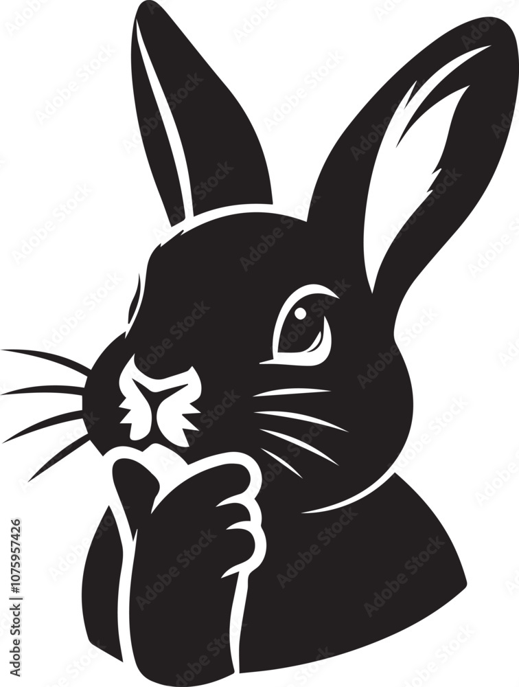 Fototapeta premium Thoughtful rabbit with one paw on its chin