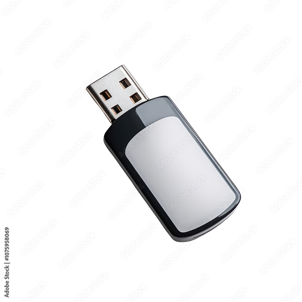 USB flash drive with blank label, white isolate background USB flash drive with blank label, white isolate background