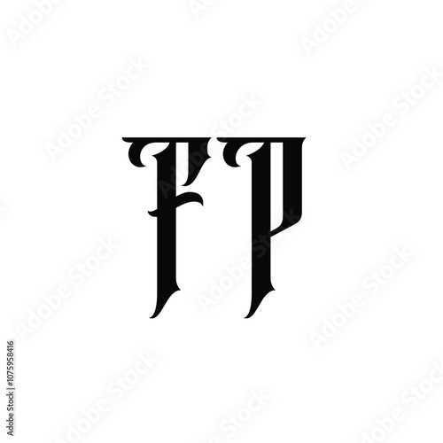 FP monogram logo design letter text name symbol monochrome logotype alphabet character simple logo photo