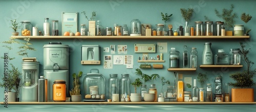 Wallpaper Mural Organized Kitchen with Glass Jars Torontodigital.ca