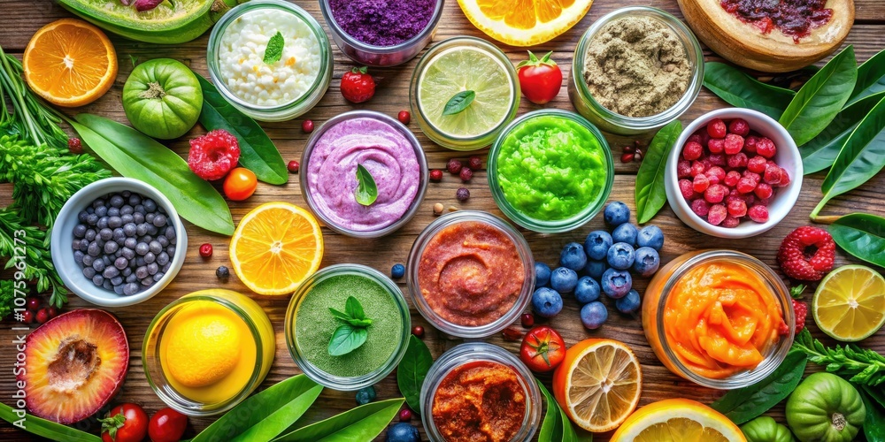 Aesthetic top view of vibrant scrub textures with cosmetics inspires home spa indulgence and skincare routines. Elevate your self-care moments with these colorful creations. Aesthetic top view of vibrant scrub textures with cosmetics inspires home spa indulgence and skincare routines. Elevate your self-care moments with these colorful creations.