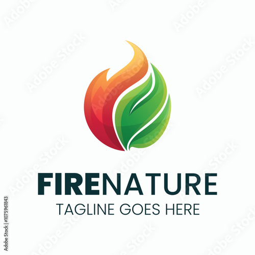 Vector Logo Illustration Fire Nature Gradient Colorful Style