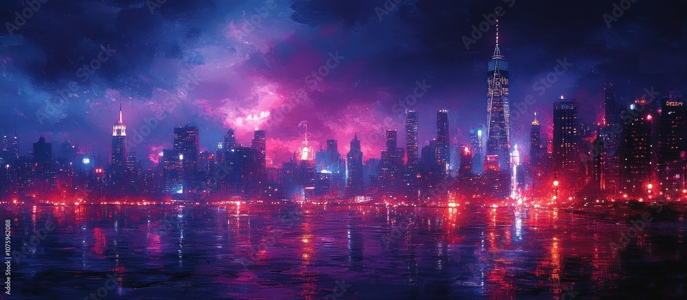 Fototapeta premium Neon Cityscape