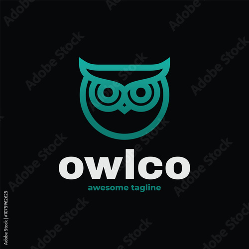 Vector Logo Illustration Owl Gradient Line Art Style