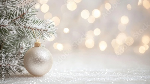 Minimalist New Year backdrop with warm bokeh dots over a soft beige.