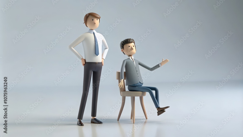 Two Cartoon Businessmen in a Formal Setting Two Cartoon Businessmen in a Formal Setting