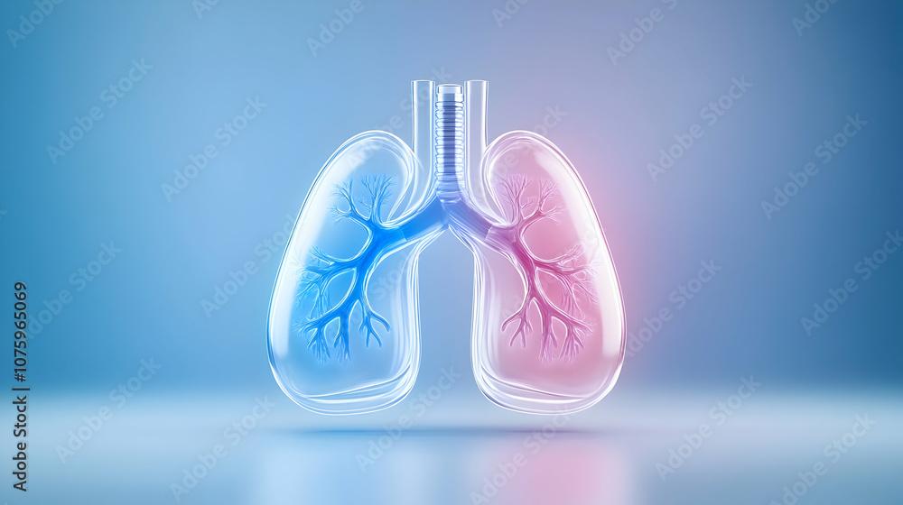 Fototapeta premium Human lungs, transparent anatomy, medical illustration, health, respiratory system