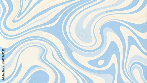 Abstract horizontal background with colorful waves. Horizontal background with blue waves in style retro 60s, 70s. Trendy minimal wavy design in pastel colors. Colorful marble for the cover, backdrop