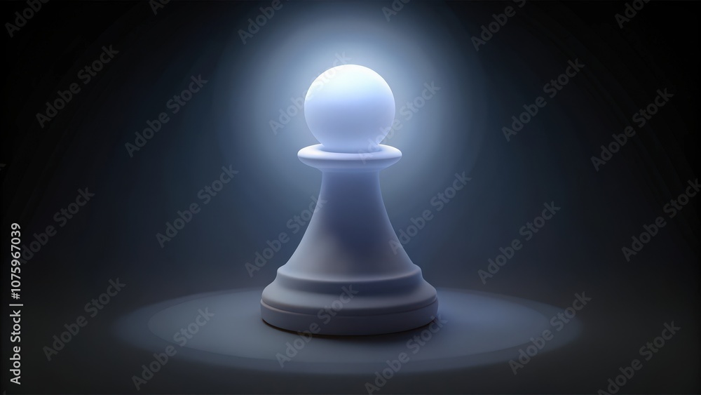 A Single White Chess Pawn Illuminated in Darkness A Single White Chess Pawn Illuminated in Darkness