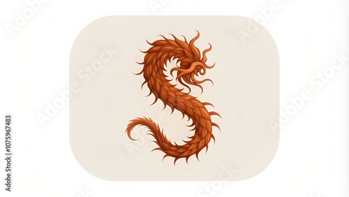 A Stylized Orange Dragon Coiled in an S Shape