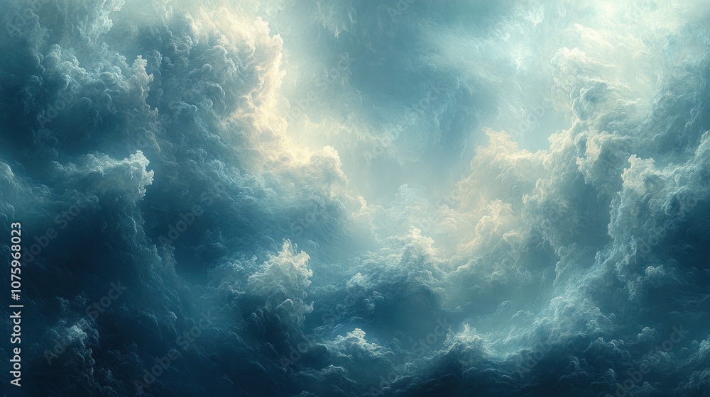 Dramatic clouds illuminated by soft light in a moody sky. Dramatic clouds illuminated by soft light in a moody sky.