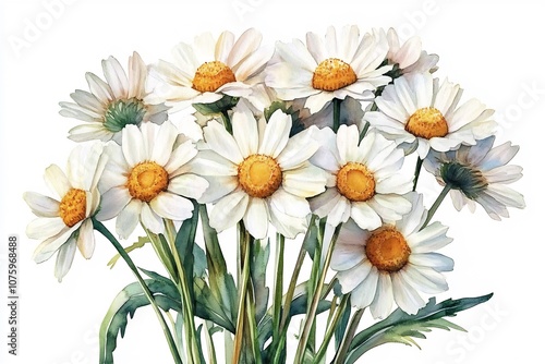 Captivating Bouquet of Chamomile Daisies for Wedding Invitations and Greeting Cards with Watercolor