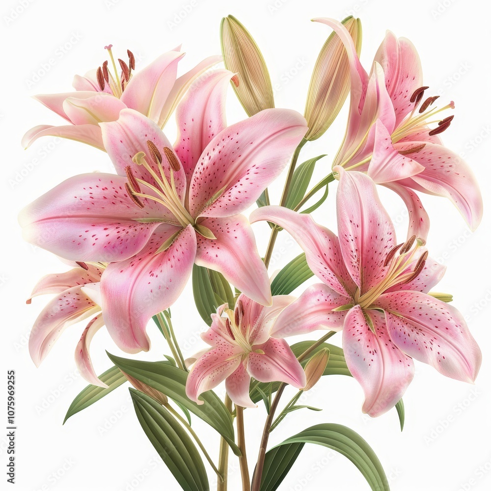 pink lily flowers isolated white background pink lily flowers isolated white background