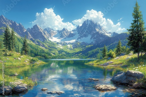 Tranquil Mountain Lake with Stunning Reflection