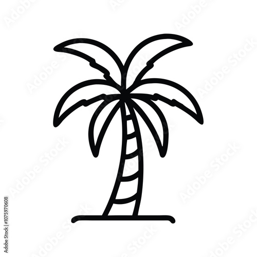 Silhouette of palm trees icon, Vector illustration of two palm trees in black silhouette style, representing tropical scenery, beach, and vacation themes.
