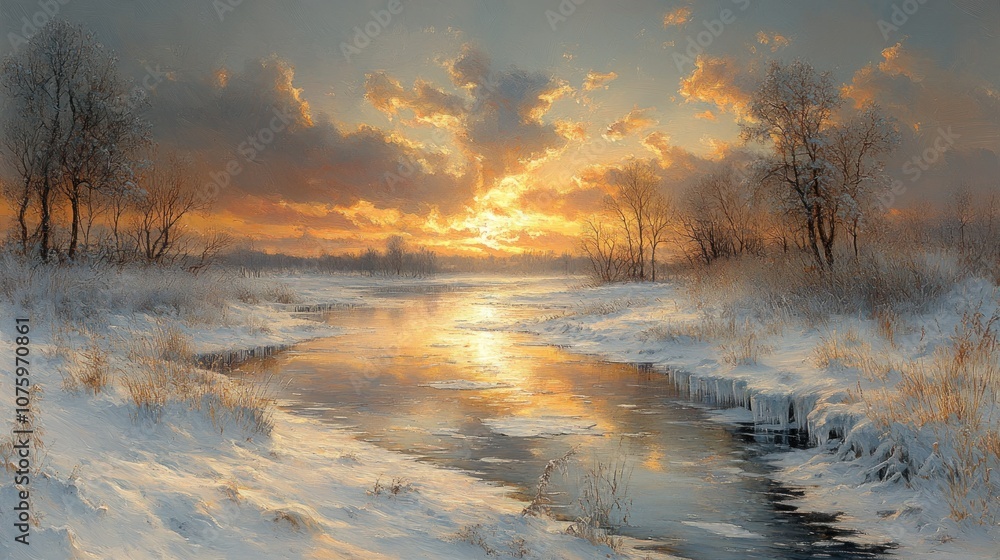 Winter Sunset River Winter Sunset River