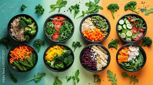 Nutritious Lunchboxes: A Colorful Display of Healthy Foods for the Office