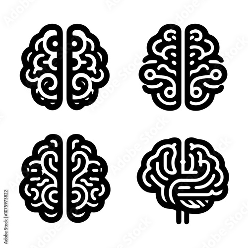 Brain icon set illustration