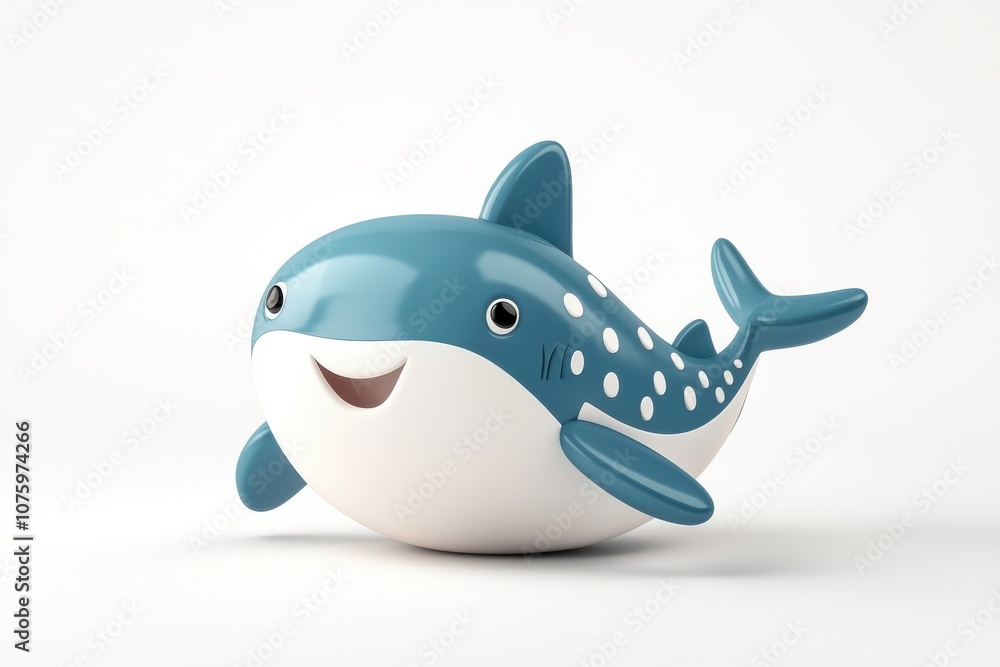 A 3D cartoon whale shark character, isolate on white background, designed with playful and whimsical features. A 3D cartoon whale shark character, isolate on white background, designed with playful and whimsical features.