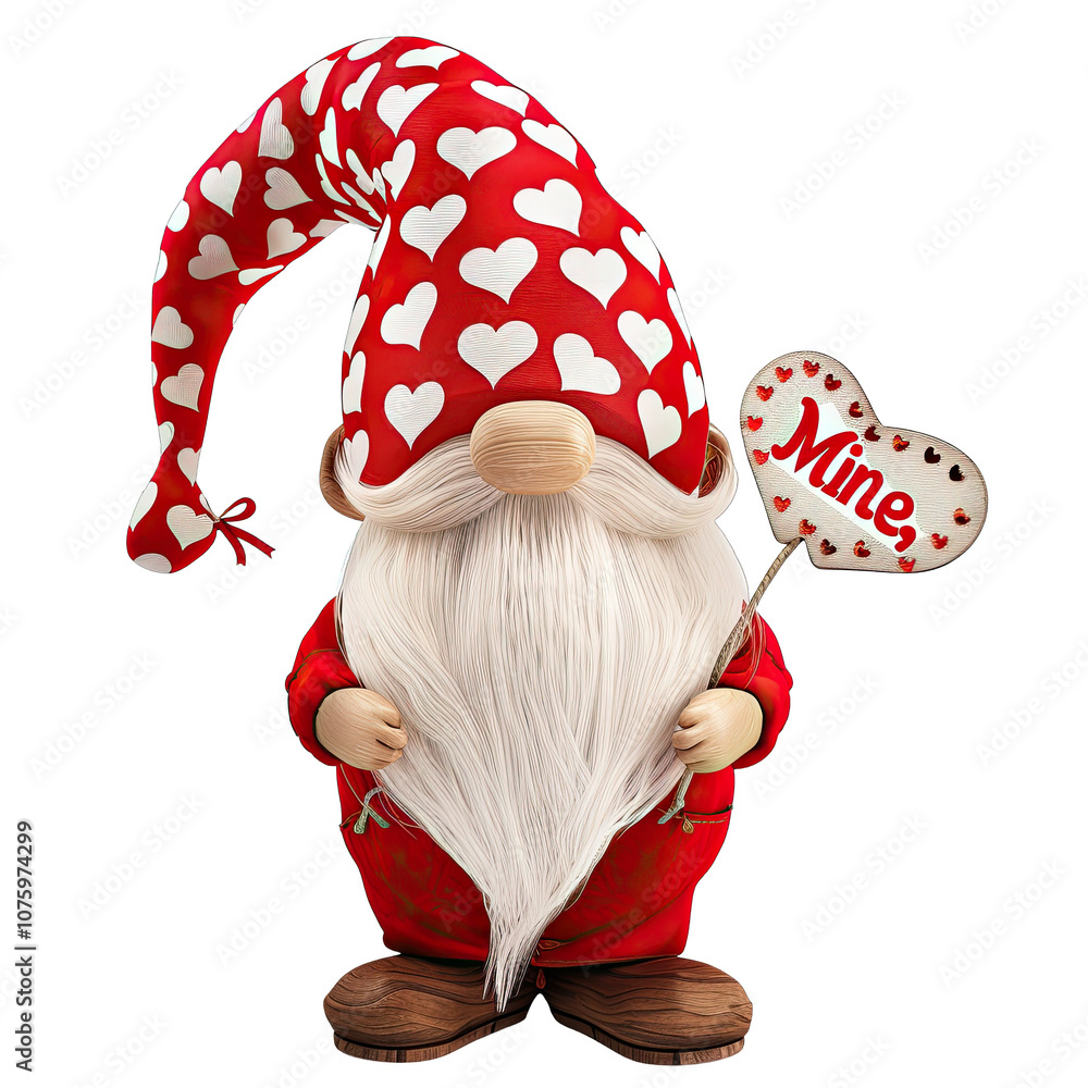 Valentine Gnome with Heart Pattern Hat and