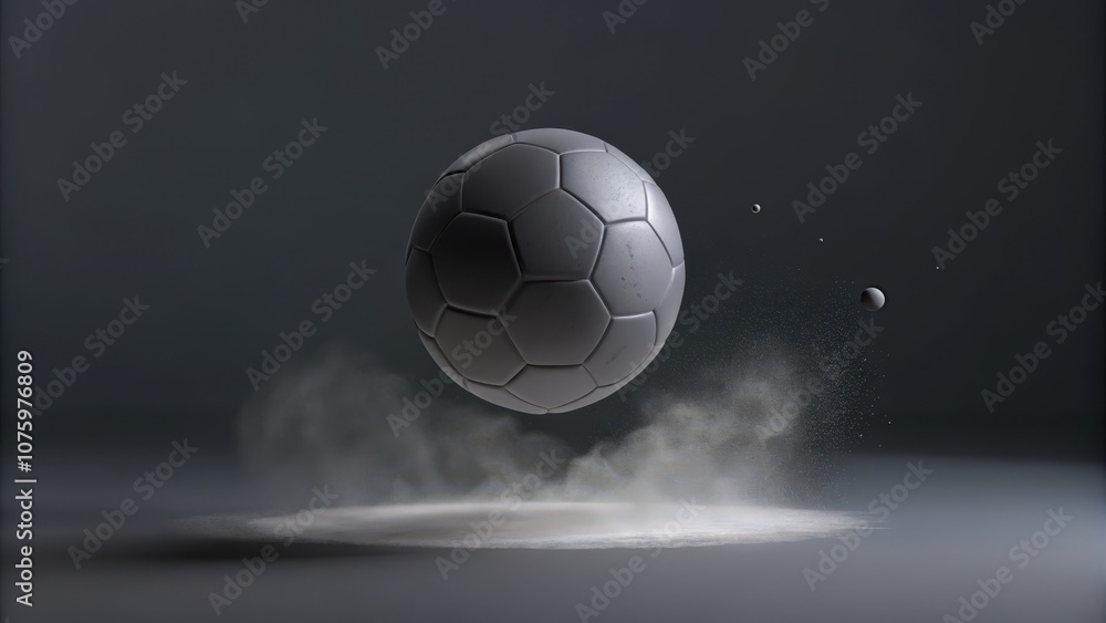 Fototapeta premium A White Soccer Ball Floating Above a Dusty Surface
