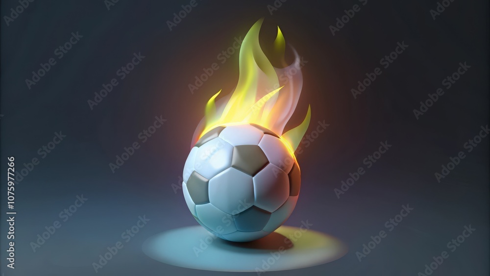 Fototapeta premium A Soccer Ball Engulfed in Flames