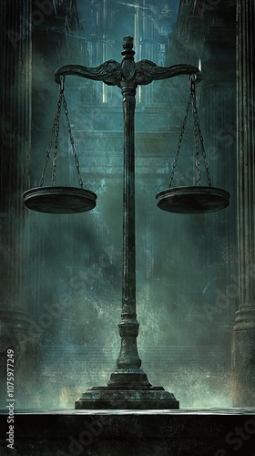 Capture a powerful image of the Scale of Justice, symbolizing fairness and equality, set against a backdrop of a courthouse, with soft lighting highlighting its balance and integrity 