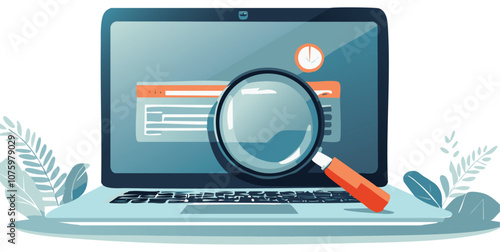 Magnifying glass on computer