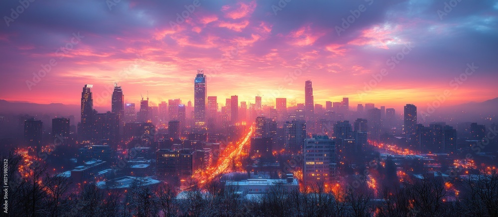 Fototapeta premium Cityscape at Sunrise