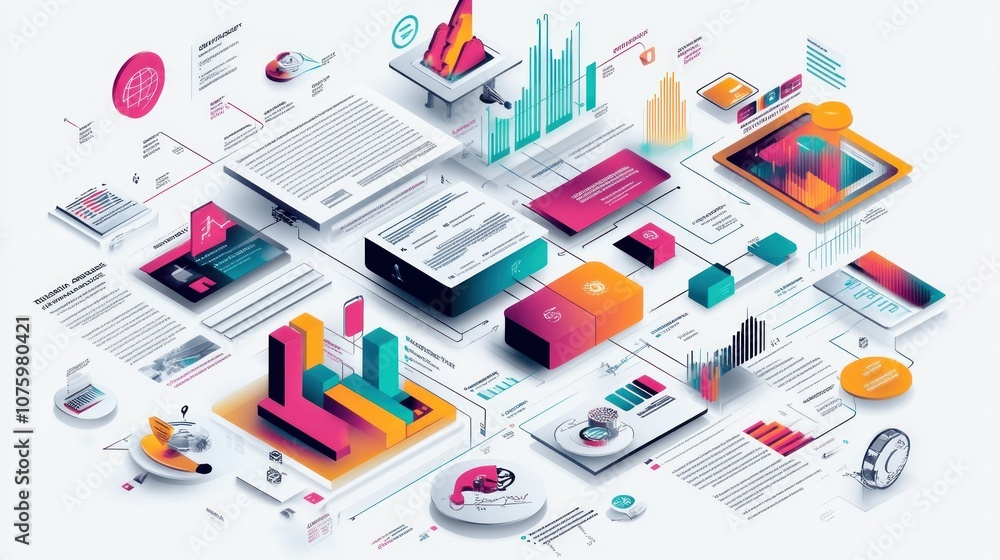 custom made wallpaper toronto digitalIsometric Illustration of Data Visualization and Business Analytics