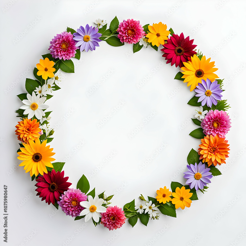 Obraz premium Flowers Circle Border Copy Space Area