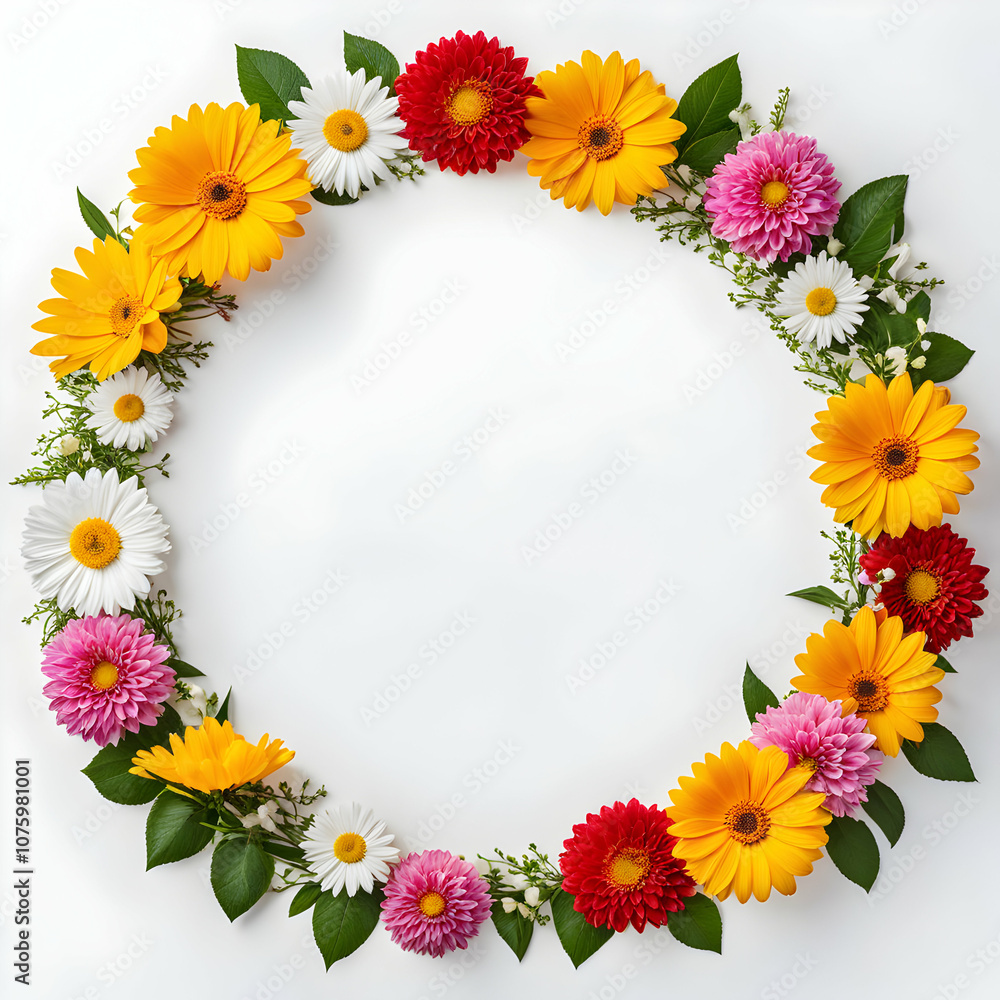 Flowers Circle Border Copy Space Area Flowers Circle Border Copy Space Area