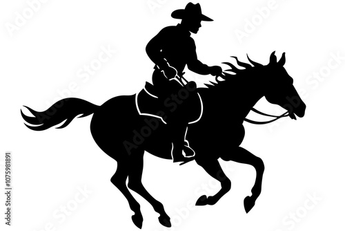 Rodeo silhouette vector illustration on white background.