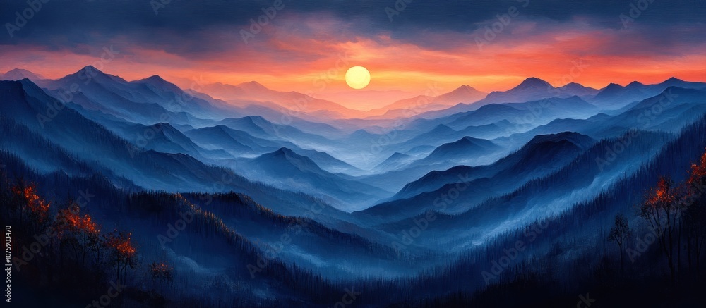 Mountain Range Sunset Mountain Range Sunset