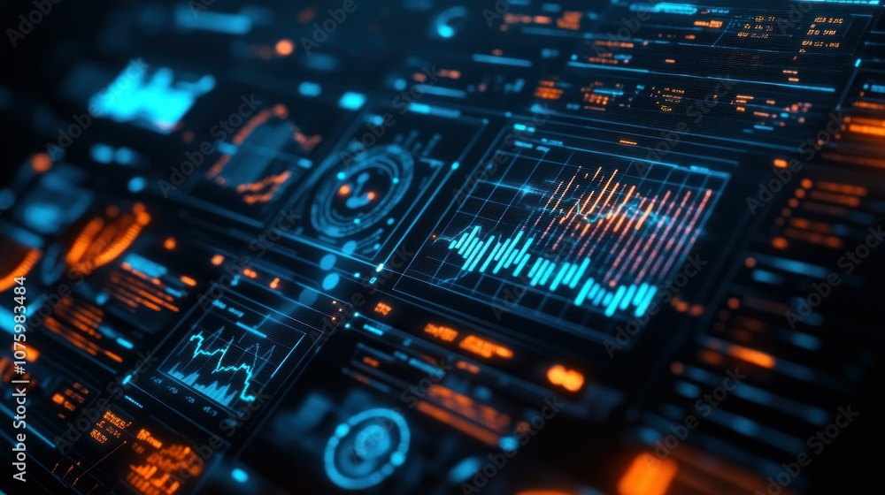 Close-up of a Digital Interface with Charts and Graphs Close-up of a Digital Interface with Charts and Graphs