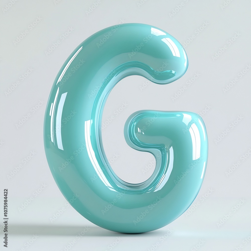 Glossy Turquoise 3D Rendered Uppercase G with Inflated Balloon like Design and Premium Polished Finish Glossy Turquoise 3D Rendered Uppercase G with Inflated Balloon like Design and Premium Polished Finish