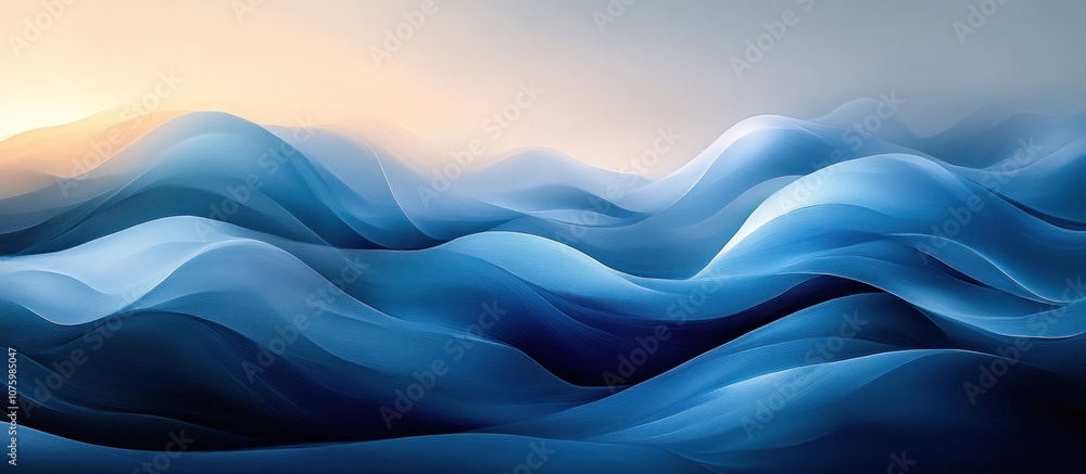 Fototapeta premium Abstract Blue Waves - Digital Artwork
