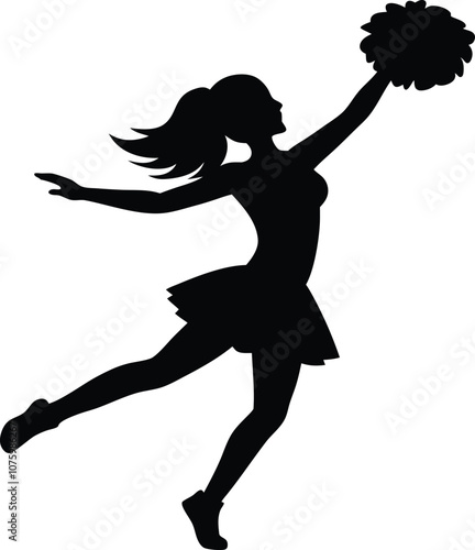  cheerleader silhouette, girl cheerleader vector black icon