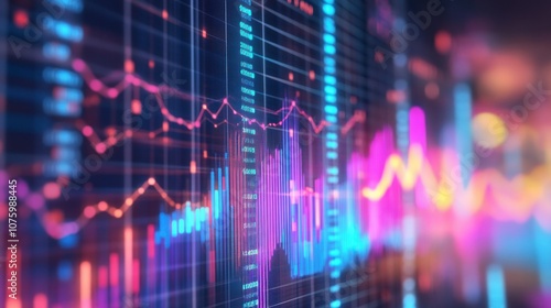 Abstract Neon Stock Market Data Display