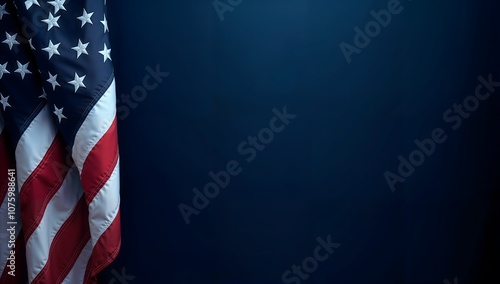 American Flag on Dark Blue Background for Patriotic, Memorial, and National Celebration Themes
