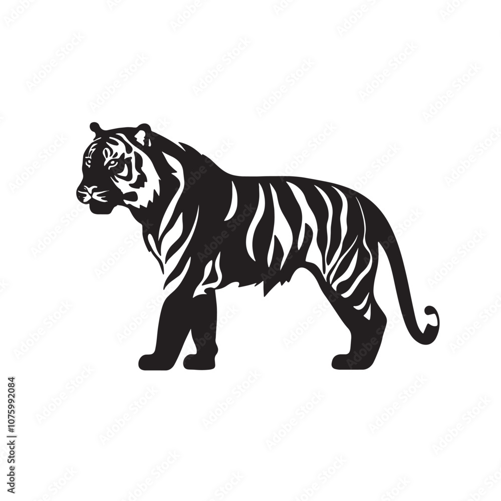 Naklejka premium tiger silhouette vector black illustration