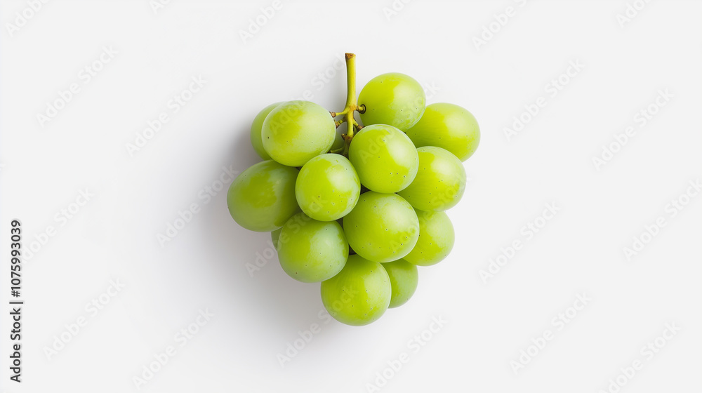 Fresh green grapes are clustered together, showcasing their vibrant color and natural shine. These juicy fruits are perfect for snacking or adding to various dishes.