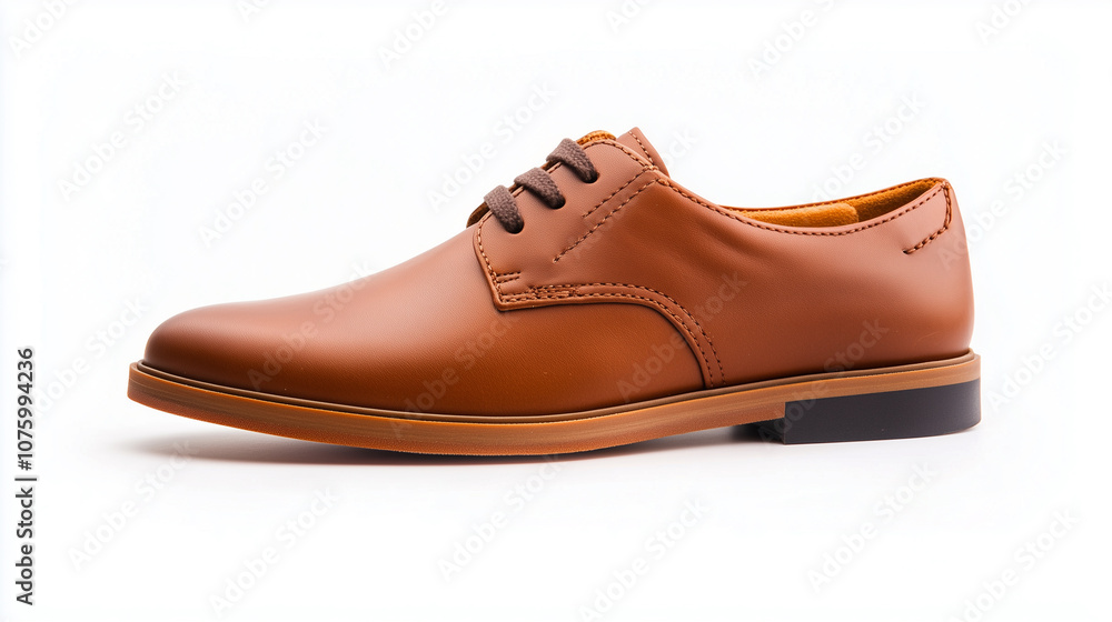 Stylish brown leather shoe with sleek design and comfortable fit. Perfect for formal occasions or casual outings, on white background. Stylish brown leather shoe with sleek design and comfortable fit. Perfect for formal occasions or casual outings, on white background.