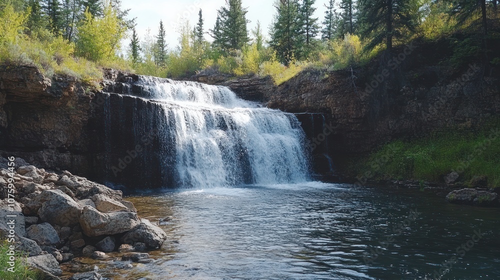 Fototapeta premium Waterfall in a Forest Setting