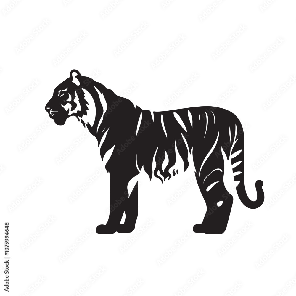Naklejka premium Standing tiger animal silhouette