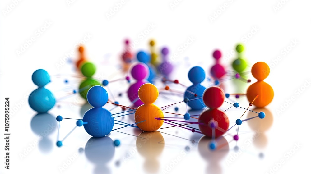 Obraz premium Colorful network of people connecting through social media and communication.