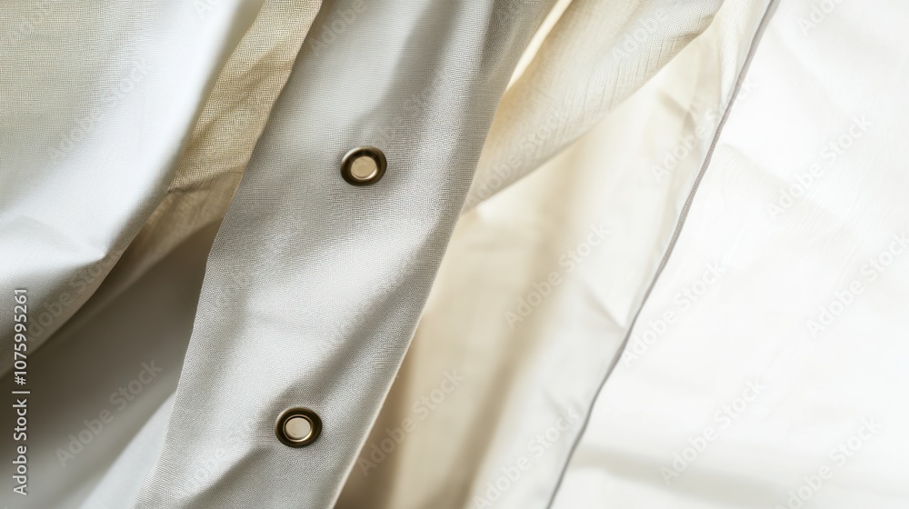 Close Up Of White Fabric With Grommets Close Up Of White Fabric With Grommets