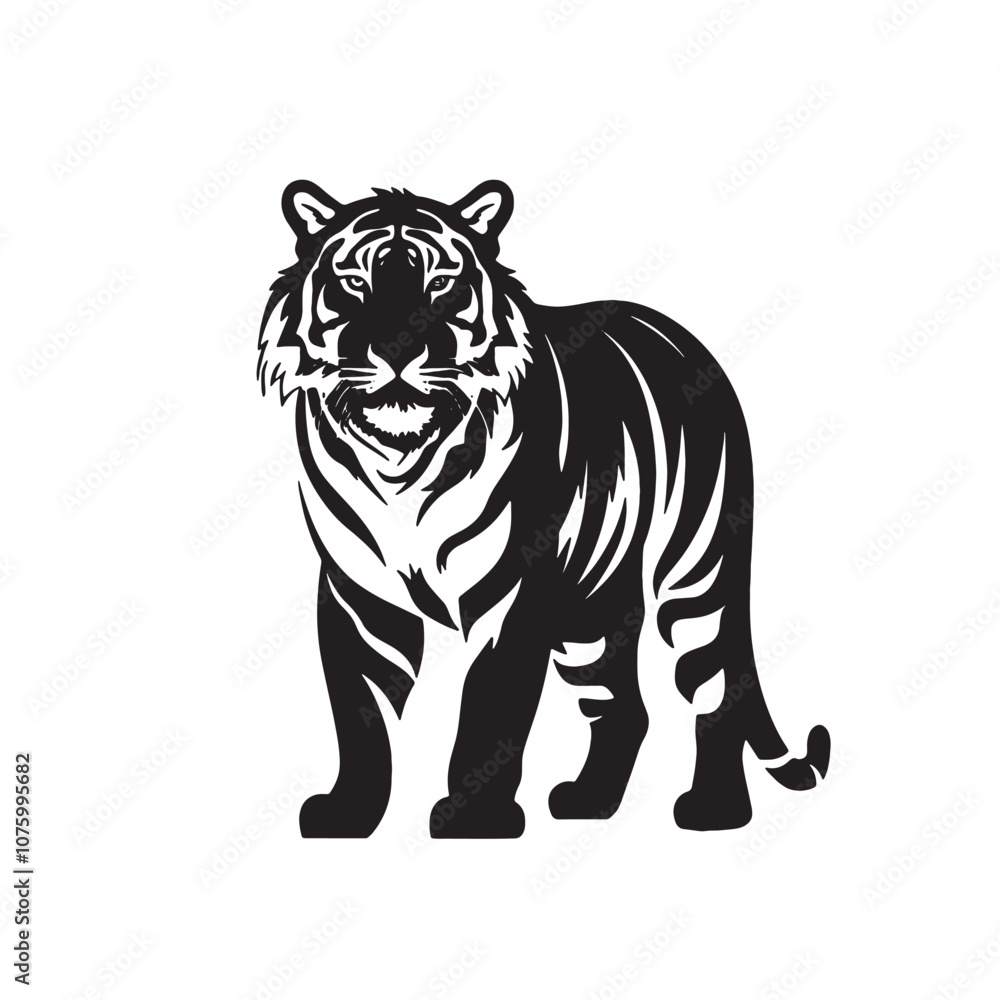 Naklejka premium Tiger Wild Animal silhouette Vector illustration
